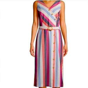 EUC - Multicolor striped Button Front Dress